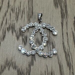 Elegant CC Sparkly Silver Crystal Pendant
